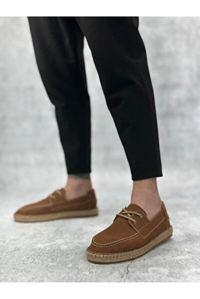 BOA Boa Natural Leather Powder Rubber Hand Made Espadrille Sole Tan Men's Shoes