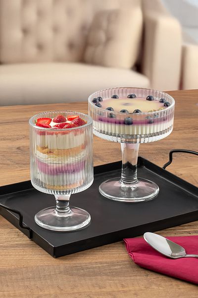Porsima 4-Legged Glass Ice Cream and Magnolia Bowl Sugar Bowl Snack Bowl Presentation Bowl 150ml - 250ml