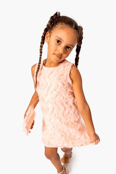 Pivami Girl's Dress - Bag, Lined Salmon