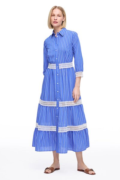 Perspective Saks Metz Regular Fit Striped Midi Length Dress