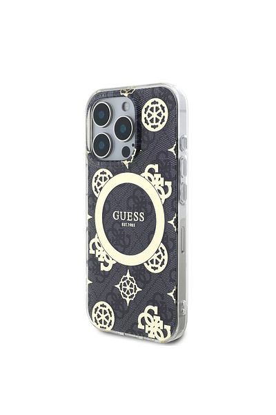 CG Mobile Guess Magsafe Iml 4G Design Hard Case With Peony For iPhone 16 Pro - Black