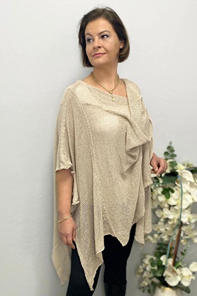 Mia Butik بلوزة نسائية موسمية بتصميم بيج مرسيريزد