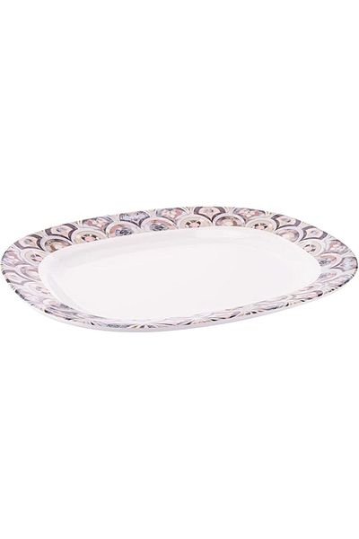 AKDC M/Mine Oval Plate L(29cm) xW(35cm) xH(3cm) White And Brown