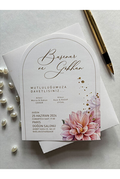 Luna Davetiye 2025 Renkli Düğün Davetiyesi 50 Adet