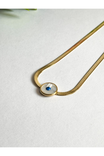 Silver Steel Italian Chain Mother of Pearl Necklace