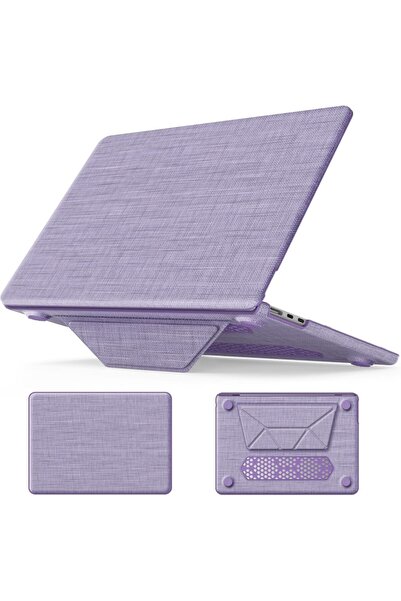 UnDePlus Apple Macbook Pro 13inç M1/m2 A2338 A2289 A2251 Uyumlu Kılıf Nubuk Üçgen Standlı Havalandırmalı