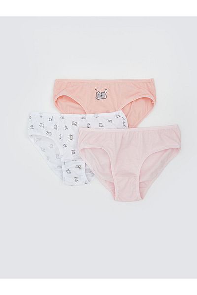 LC Waikiki Chiloți pentru fete cu imprimeu roz LCW Kids, pachet de 3