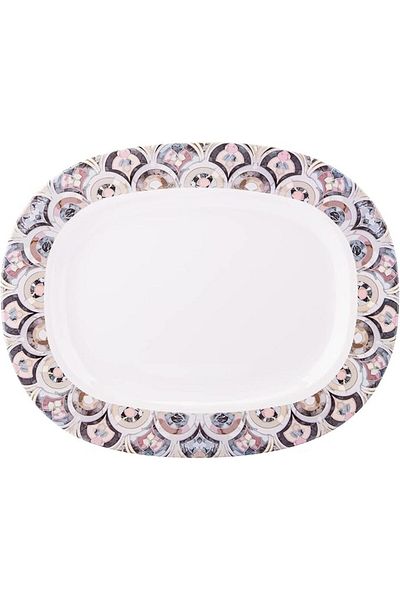 AKDC M/Mine Oval Plate L(29cm) xW(35cm) xH(3cm) White And Brown
