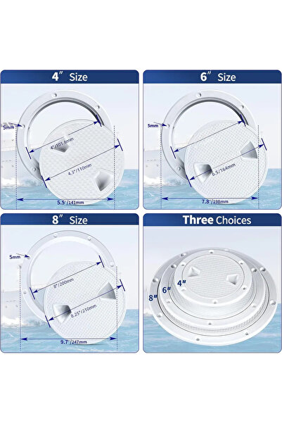 Choice 4 inch White Boat Accessories Boat Hatch 4" 6" 8" ABS Round Non Slip Inspection Hatch w/Detachable