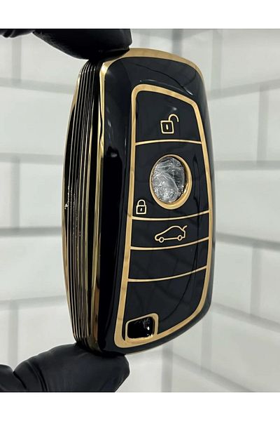 GMA KEYS Bmw 3 Button Key Case Cover - Black Gold Models: 1 3 5 7 Series X1 X3 X4 X5 F10 F15 F16 F20 F30 F18 F25 M3 M4 E34