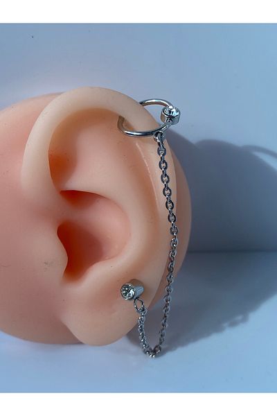 kurukafagift Steel Piercing Low Helıx Chain Dangle Ring Piercing