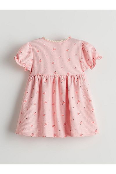 LC Waikiki Βρεφικό φόρεμα LCW Baby Pink Floral Baby Girl πουκάμισο