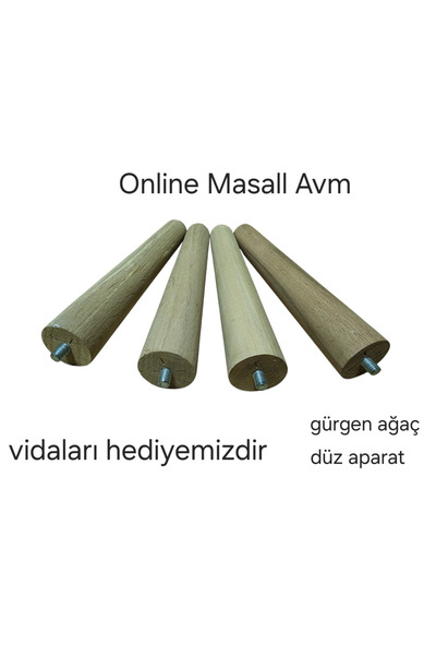 MASALL AHŞAP AYAK gürgen ağaçı 4lük konik 32 cm sehpa,zigon,benc,puff ve tabure