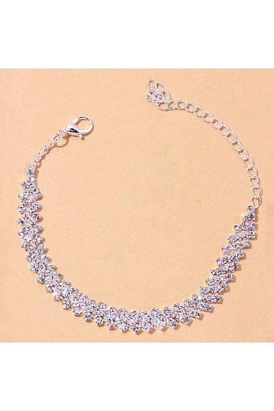 Choice SILVER PLATED Fashion Shining Lozenge Chain Anklet for Women Fashion Silver Color Summer Beach Ankle