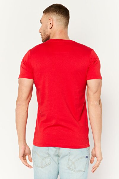 Cavalli Class Men Crew Neck Short Sleeve Graphic Print T-Shirt, Red