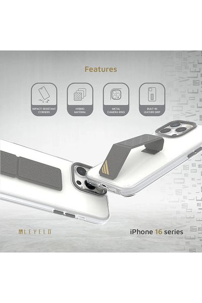 Levelo Morphix Clara Grip Case For iPhone 16 Pro Max - Gray