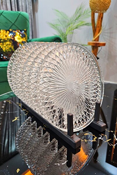 ORTAKÖY CENNETİ Set of 6 Glass Cake Pastry Plates |   22 cm