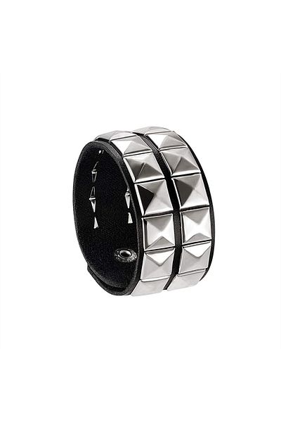 Choice Two row 2024 PU Leather Bracelet 80s Punk Bracelet Adjustable Goth Cuff Bracelet Gothic Spiked Rivet