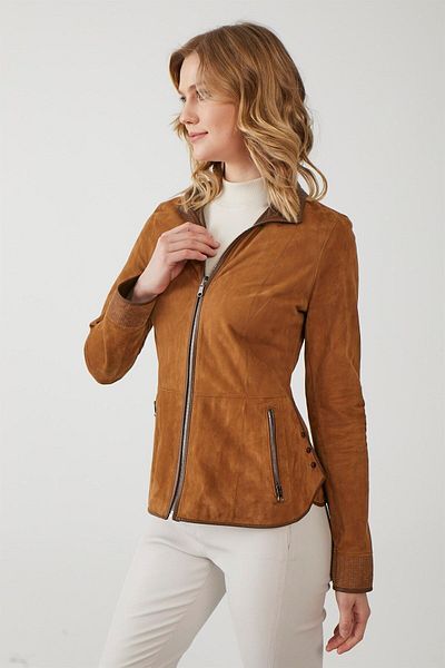 Deriderim Aisha Mustard Women's Double Sided Suede Coat
