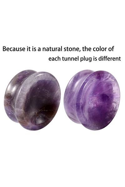 Choice 6mm Amethyst 1Pair New Design Amethyst Tiger Cat Eye Howlite Crystal Stone Concave Ear Plug Double F