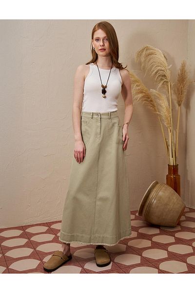 Kayra Fusta clopot din denim cu mucegai verde