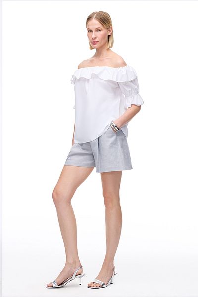 Perspective Λευκή μπλούζα Albas Regular Fit με χαμηλά μανίκια