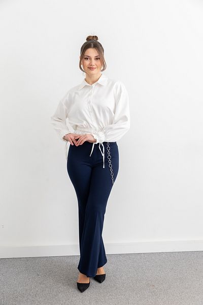 TUĞBA ERGÜL 3043 Scuba Chain Belted Trousers
