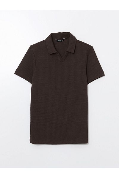LC Waikiki Ανδρικό μπλουζάκι LCW Casual καφέ πόλο με κοντομάνικο γιακά