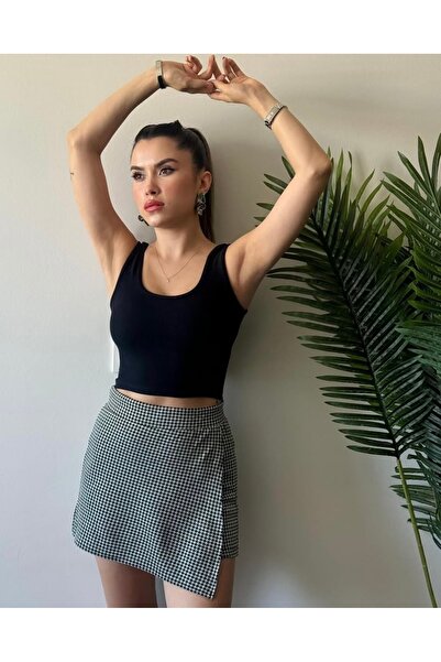 Butik Plaid Patterned 3-Piece Shorts Skirt Jacket Set