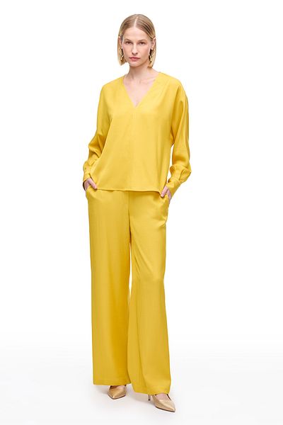 Perspective Yellow Favo Rs Comfortable Fit High Waist Trousers
