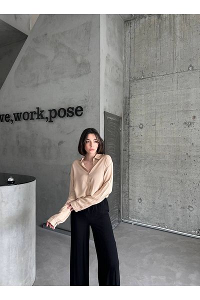 BisuModa Βασικό πουκάμισο Oversize από ύφασμα βισκόζης
