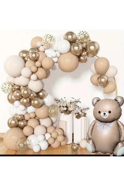 ALYA Party Teddy Bear Foil Balloon with Lots of Balloons Birthday Concept Birthday Set