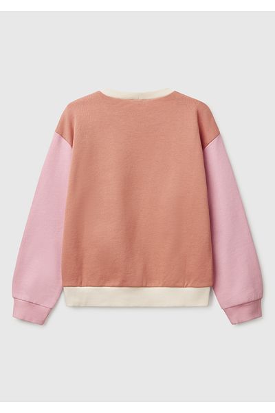 United Colors of Benetton Hanorac pentru fetiță, bej, cu sclipici, cu sigla Benetton, cu decolteu