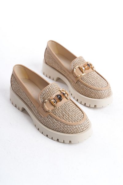 MARSEDO Γυναικεία Loafer Moccasin Casual Buckle Casual Παπούτσια Terra Beige