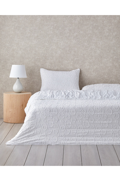 English Home Dainty Bloom Kesmeli Tek Kişilik Yatak Örtüsü Takımı 160x220 cm Beyaz