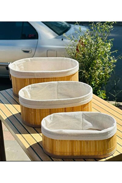 Gözde سلة ثلاثية من الخيزران