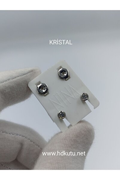 nina Beyaz Kristal Kulak Delme Küpesi 1 Çift