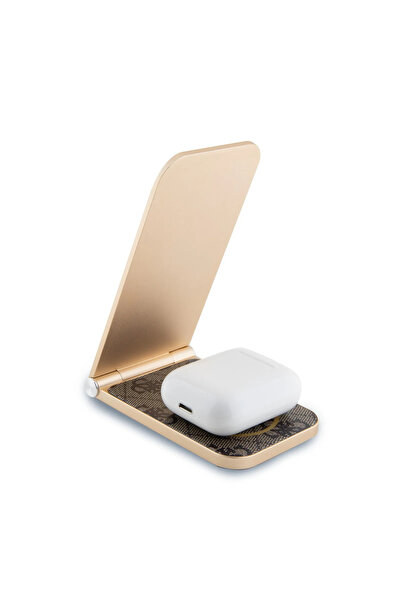 CG Mobile Guess 15W Magnetic Desk Charger With 4G Pattern - Brown