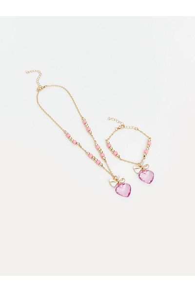 LC Waikiki Lcw Accessories Mixed Heart Pattern Girl Necklace and Bracelet Set