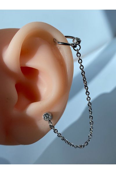 kurukafagift Steel Piercing Low Helıx Chain Dangle Ring Piercing