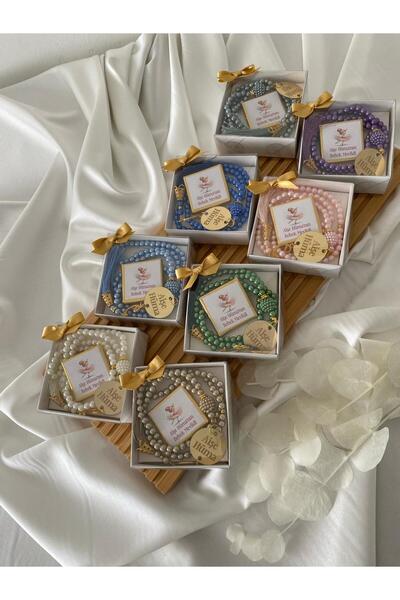 İnci Kişiye Özel İsimli Plastik İnci Boncuk Tesbih İle Çikolata Seti 30 adet