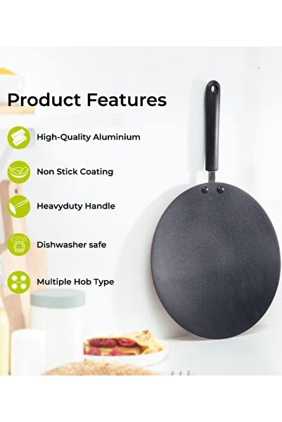 Badraig Pan Cake pan ( Tawa ) Non Stick Fry Pan 32 CM Black/Red