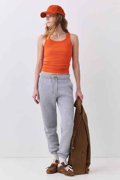 Trendiz Women's Ribbed Look Thick Strap Tank Top Orange 9012