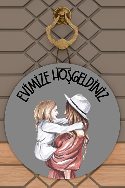 Dormot Home Ornament Modern pentru Ușă Gri Mamă Fiică Ornament pentru Ușă în ...