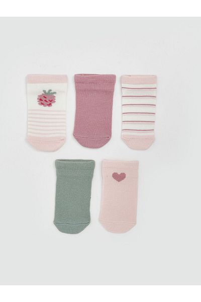 LC Waikiki Lcw Baby Pink Printed Baby Girl Booties Socks 5-Pack
