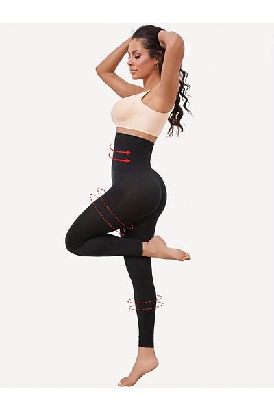 MİSTİRİK Mienmis Anti-Slip Abdominal and Belly Effective Double Silicone Stripe Corset Leggings Black Color