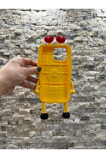 Store Iphone 15 Pro Max Uyumlu Kalpli Sunger Bob 3D Silikon Kılıf