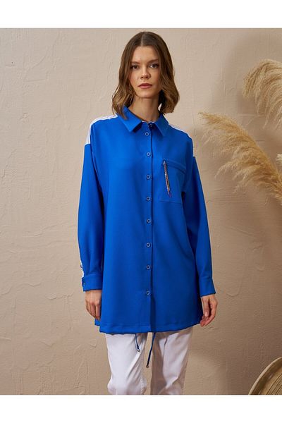 Kayra Garnished Tunic - Cobalt Blue with Chain Detail