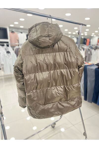 DYNAMO Чоловіча хакі знімний капюшон блискучий надувний спортивний куртка