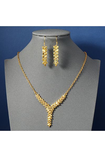 Choice Gold-color Middle East Fashion Elegant High Grade Copper Wheat Ear Pattern Fashion Women's Jewelry S